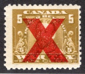 van Dam FWT11fa - MNHOG - 5c  - red X precancel - War Tax  - 1920, Canada