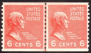 1939, US 6c, John Quincy Adams, MNH line pair, well centered Sc 839