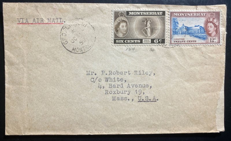 1959 Montserrat Airmail Cover To Roxbury Ma USA 