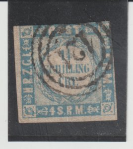 Germany-Schleswig-Holstein Scott #15 Used  slight  thin CV.$55.