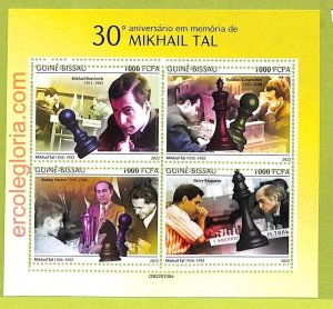 B0379 - GUINE-BISSAU - MISPERF ERROR Stamp Sheet - 2022 - CHESS, Mikhail Tal-