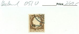 ICELAND #O51, Used, Scott $260.00