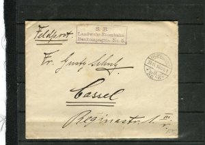 GERMANY; 1916 LETTER/COVER fine used item, Feldpost SB Landwehr Eisenbahn