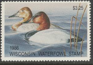 U.S.-WISCONSIN 9, STATE DUCK HUNTING PERMIT STAMP. MINT, NH. VF