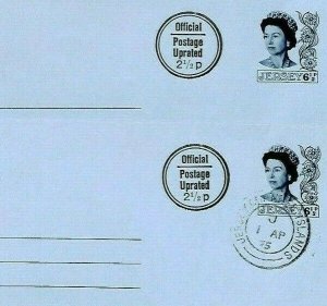 Channel Islands JERSEY Uprated Air Letters{2} 1975 FDC & Unused Pair CS374