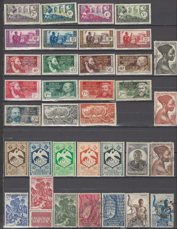 COLLECTION LOT OF # 939 FRENCH EQUATORIAL AFRICA 35 STAMPS 1937+