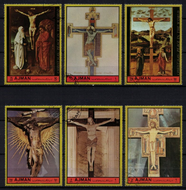 AJMAN 1972 - Religion, crucifixes/ complete set