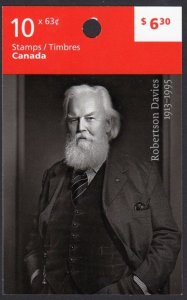 ROBERTSON DAVIES = AUTHOR = Booklet Front Page of 6 = Canada 2013 #2660 MNH