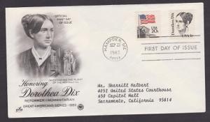 1844 Dorothea Dix ArtCraft FDC with neatly typewritten address