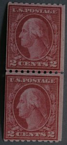 United States #488 2 Cent Washington Vertical Coil Line Pair MNH