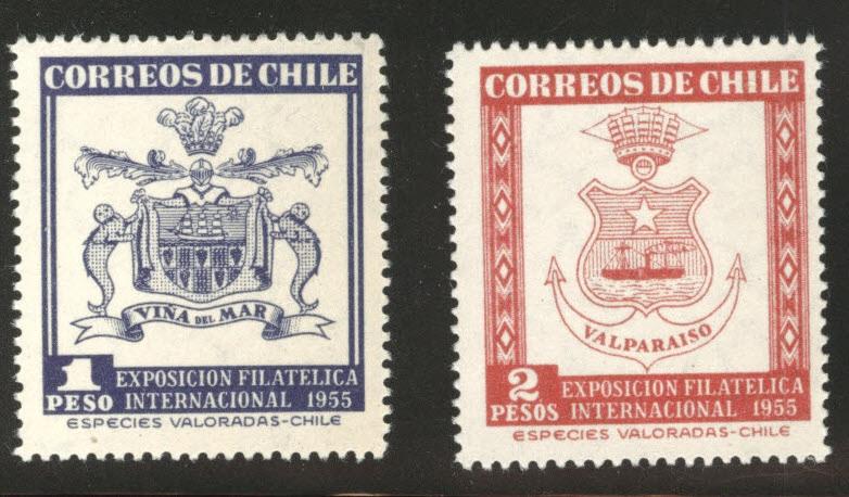 Chile Scott 286-287 MNH** 1955 Arms set