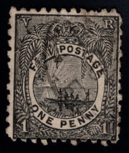Fiji Scott 54 Used   1893 Fijian canoe stamp perf 11x10 combo