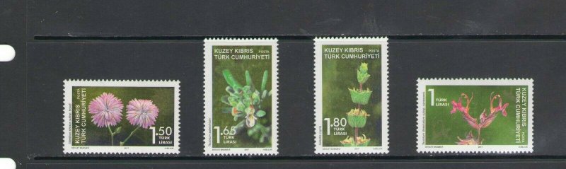 TURKISH CYPRUS :  Sc. 810-813  /** F L O W E R S   ** /  SET / MNH