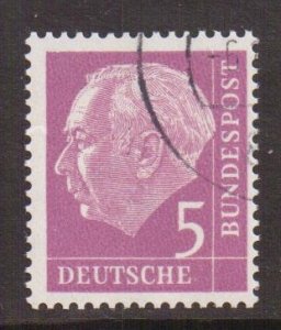 Germany  #704y  cancelled  1960  President Heuss 5pf   fluorescent