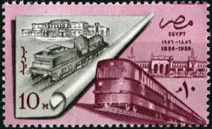 Egypt SC#390 10m Centenary: Egyptian Railway System (1957) MNH