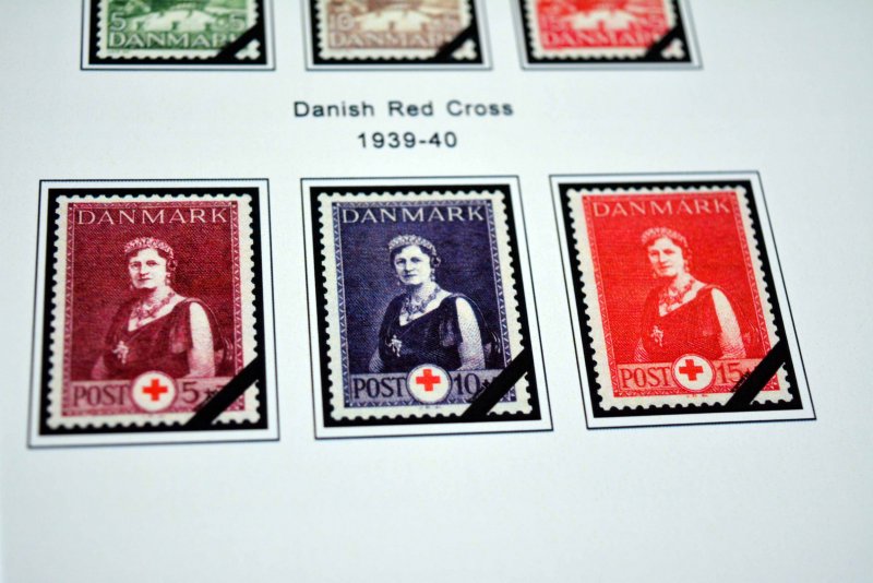 COLOR PRINTED DENMARK [CLASS] 1851-1955 STAMP ALBUM PAGES (27 illustrated pages)