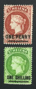 MOMEN: ST HELENA SG #27,30 P14 CROWN CC MINT OG H £141 LOT #225508-5129