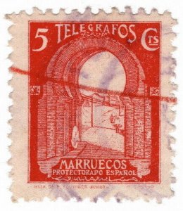 (I.B) Spanish Morocco Telegraphs : 5c Red