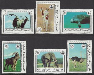 Mauritania #383-88 MNH set, WWF, endangered animals, issued 1978