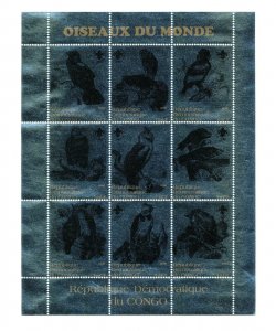 CONGO Democratic Republic - VFMNH silver S/S of 9 - Birds, Boy Scouts - 2000