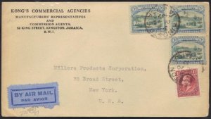 JAMAICA 1932 EARLY AIR MAIL FRANKED 10 d AIR RATE TO NY