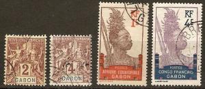 Gabon 4 different Used 1904-10 SCV $6.90