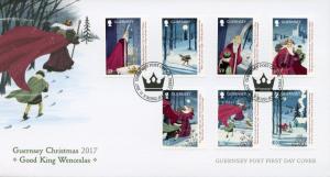 Guernsey 2017 FDC Christmas Good King Wenceslas 7v S/A Set Cover Seasonal Stamps