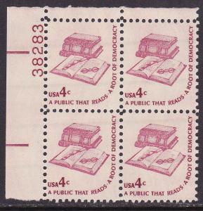 United States 1975 4cent Americana Issue Plate Number Block of Four VF/NH