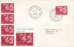 Sweden 1956 First Day Cover Scott 492 Norden Whooper Swans Norden Day Event