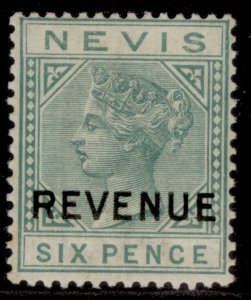 ST KITTS-NEVIS - NEVIS QV SG F8, 6d green, M MINT. Cat £30.