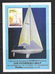 St. Vincent Grenadines 585 MNH Sailboats S/S X 35 vf. 2022 CV $ 31.50