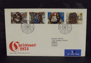 15458   GREAT BRITAIN   FDC # 732-735     Christmas 1974