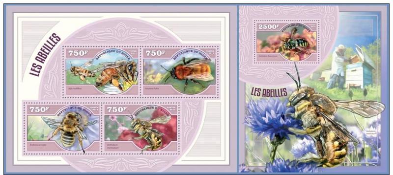 NIGER 2014 2 SHEETS nig14401ab ABEILLES BEES INSECTES INSECT