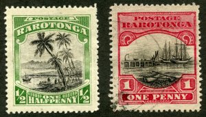 Cook Islands Scott 72-73 - 1924-26 Capt. Cook Issues Wmk 61 - SCV $7.75