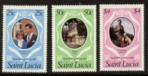 St Lucia 543-5 MNH Prince Charles, Princess Diana Wedding