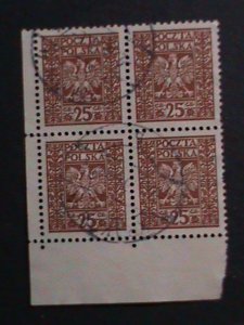 POLAND 1928-SC#260 94 YEARS OLD STAMPS-EAGLE ARMS USED IMPRINT BLOCK-VF