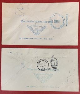 Haiti, 1927, Two West Indian Aerial Express Covers, Signed by Pilot B.L. Rowe