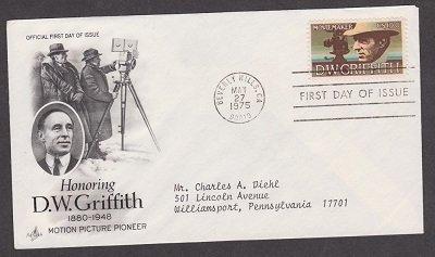 1555 D.W. Griffith ArtCraft FDC with neatly typewritten address