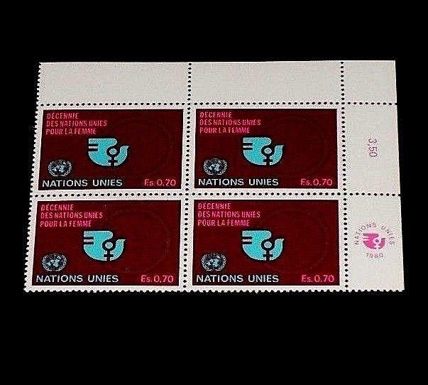 U.N. 1980, GENEVA, #91, DECADE FOR WOMEN, MNH,INSC. BLK/4, NICE! LQQK!