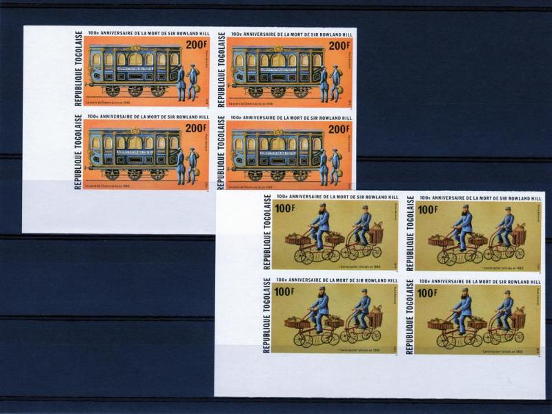 TOGO 1979 Trains/Bicycle/Rowland Hill Block of 4 Imperf.MNH 