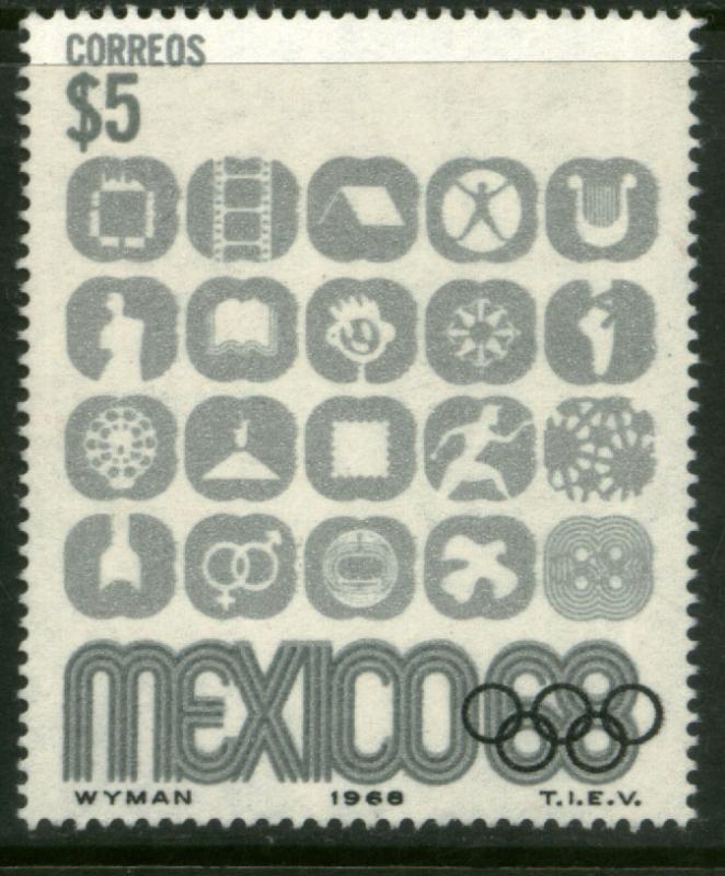 MEXICO 1000, $5P 1968 Olympics, Mexico City Mint, NH (958)