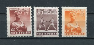 POLAND 1953 EUROPEAN BOXING CHAMPIONSHIPS SCOTT 575-577 PERFECT MNH