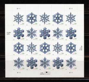 UNITED STATES SCOTT #4101/04 SNOW FLAKES SHEET  MINT NH