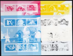 Malawi 2012 Winnie The Pooh 20th.Ann.Disneyland Paris 4 Color Proofs+1 Original