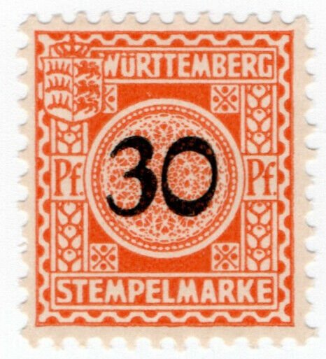 (I.B) Germany Revenue : Wurttemburg Local Tax 30pf (Stempelmarke)