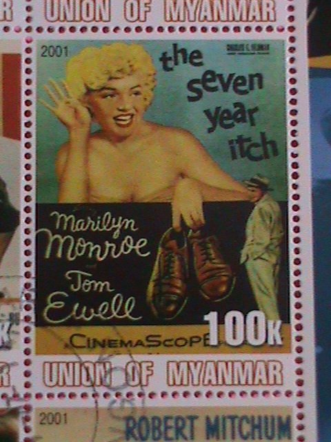 UNION OF MYANMAR STAMP-2001-MARILYN MONROE: MOVIE POSTER -MNH STAMP SHEET -RARE