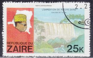 Zaire 908 USED 1979 President Mobotu Map of Zaire Waterfall