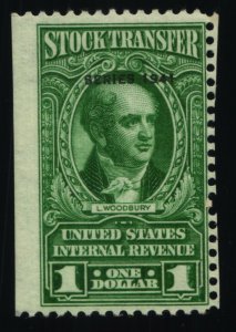 Scott #RD104 VF $1 Bright Green - Stock Transfer Stamps - MNH - 1941