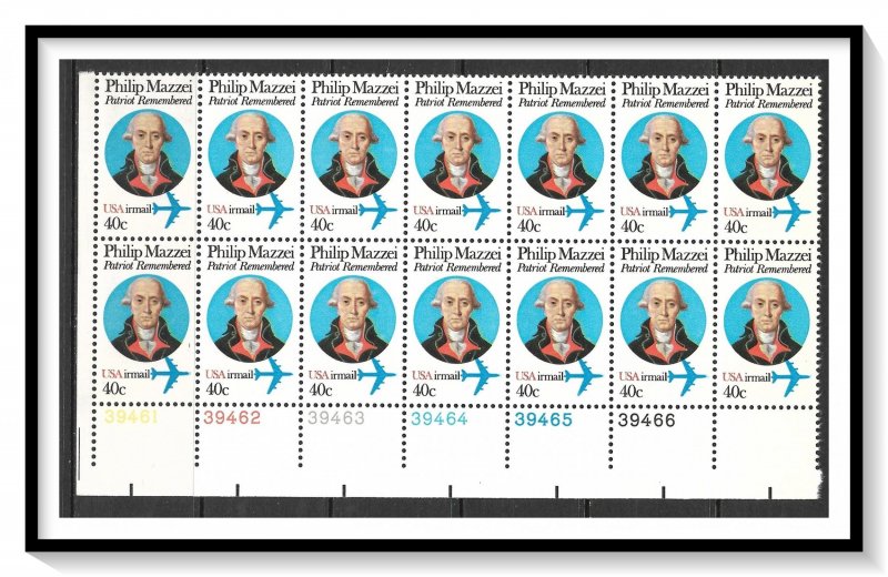 US Plate Block #C98 Airmail Philip Mazzei MNH