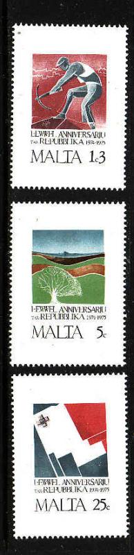 Malta-Sc#501-3-unused NH set-Republic anniversary-1975-